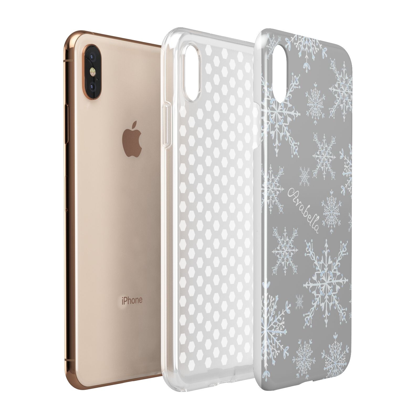 Personalised Snowflake Apple iPhone Xs Max 3D Tough Case Expanded View