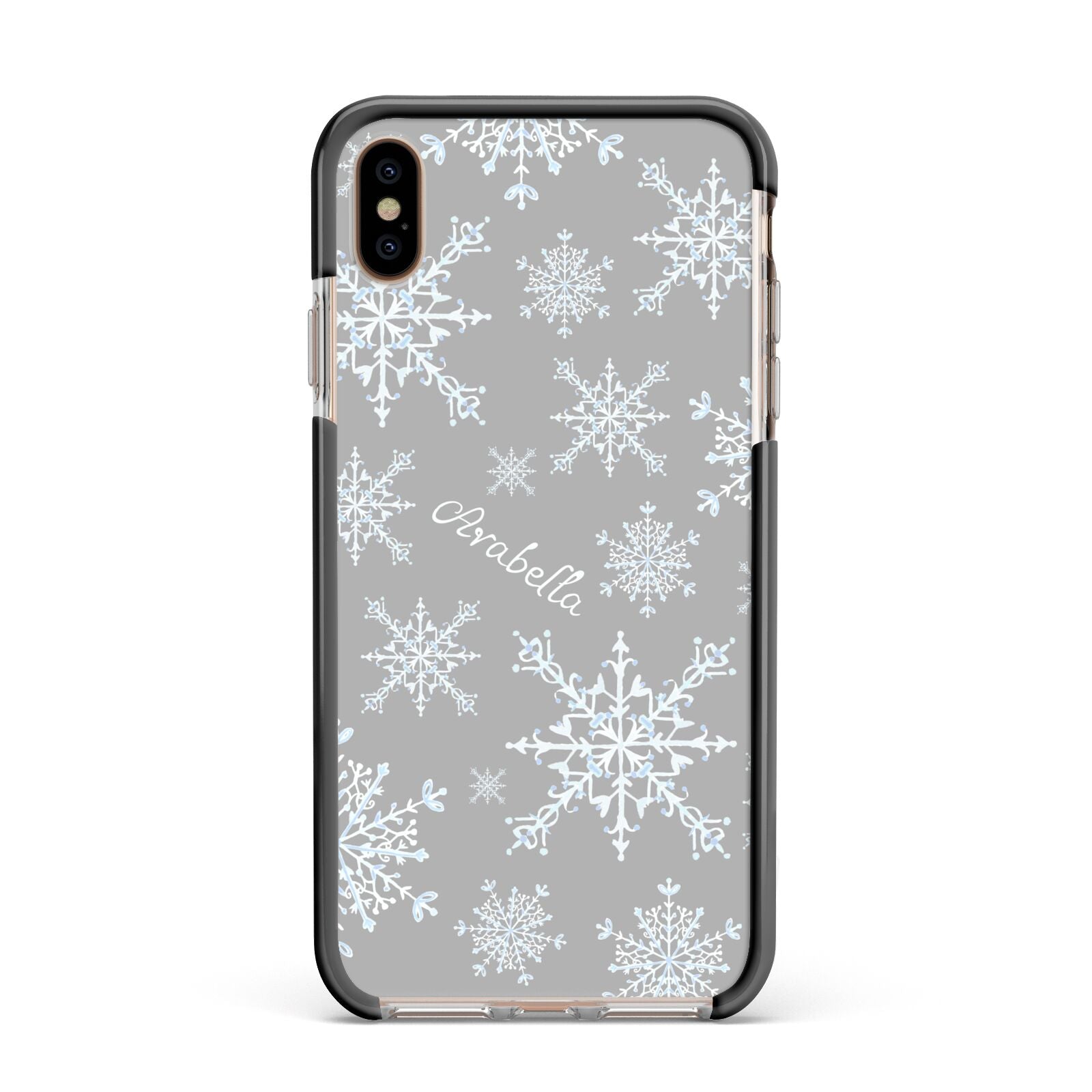 Personalised Snowflake Apple iPhone Xs Max Impact Case Black Edge on Gold Phone