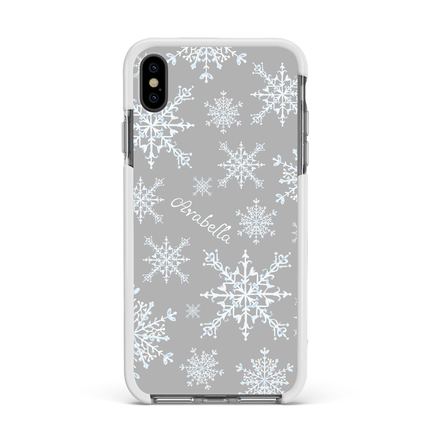 Personalised Snowflake Apple iPhone Xs Max Impact Case White Edge on Black Phone