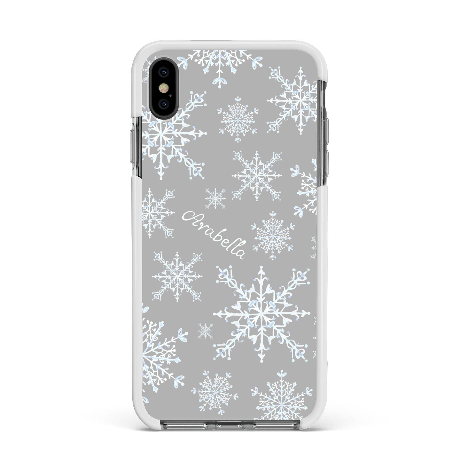 Personalised Snowflake Apple iPhone Xs Max Impact Case White Edge on Black Phone