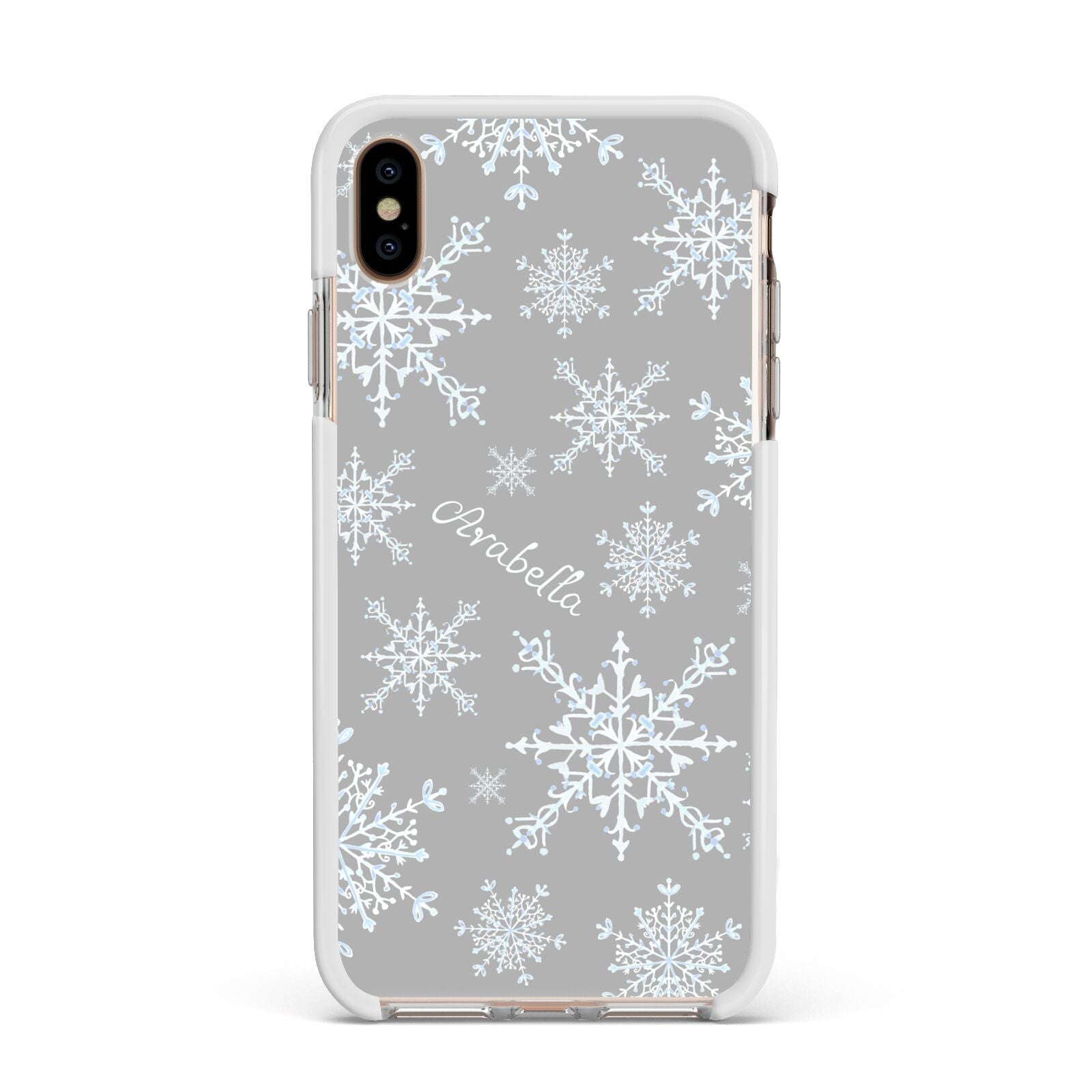 Personalised Snowflake Apple iPhone Xs Max Impact Case White Edge on Gold Phone