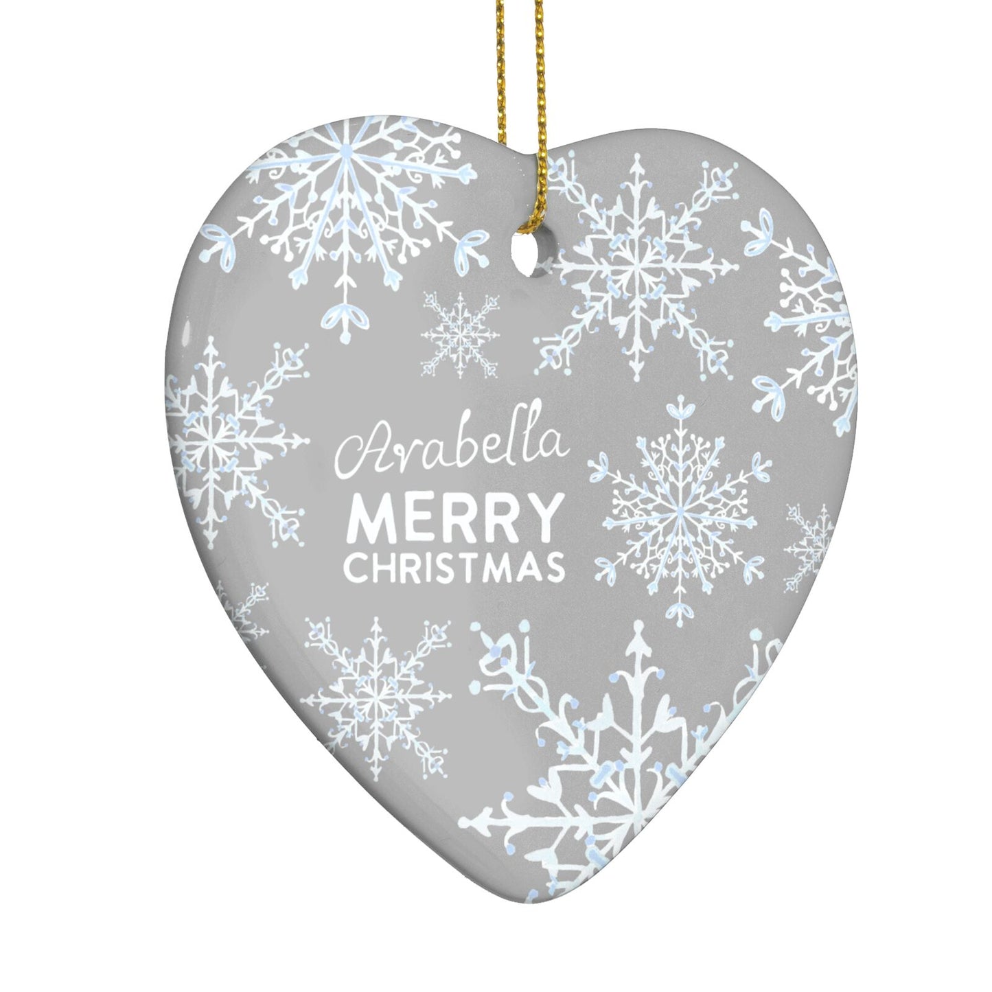 Personalised Snowflake Heart Decoration Side Angle