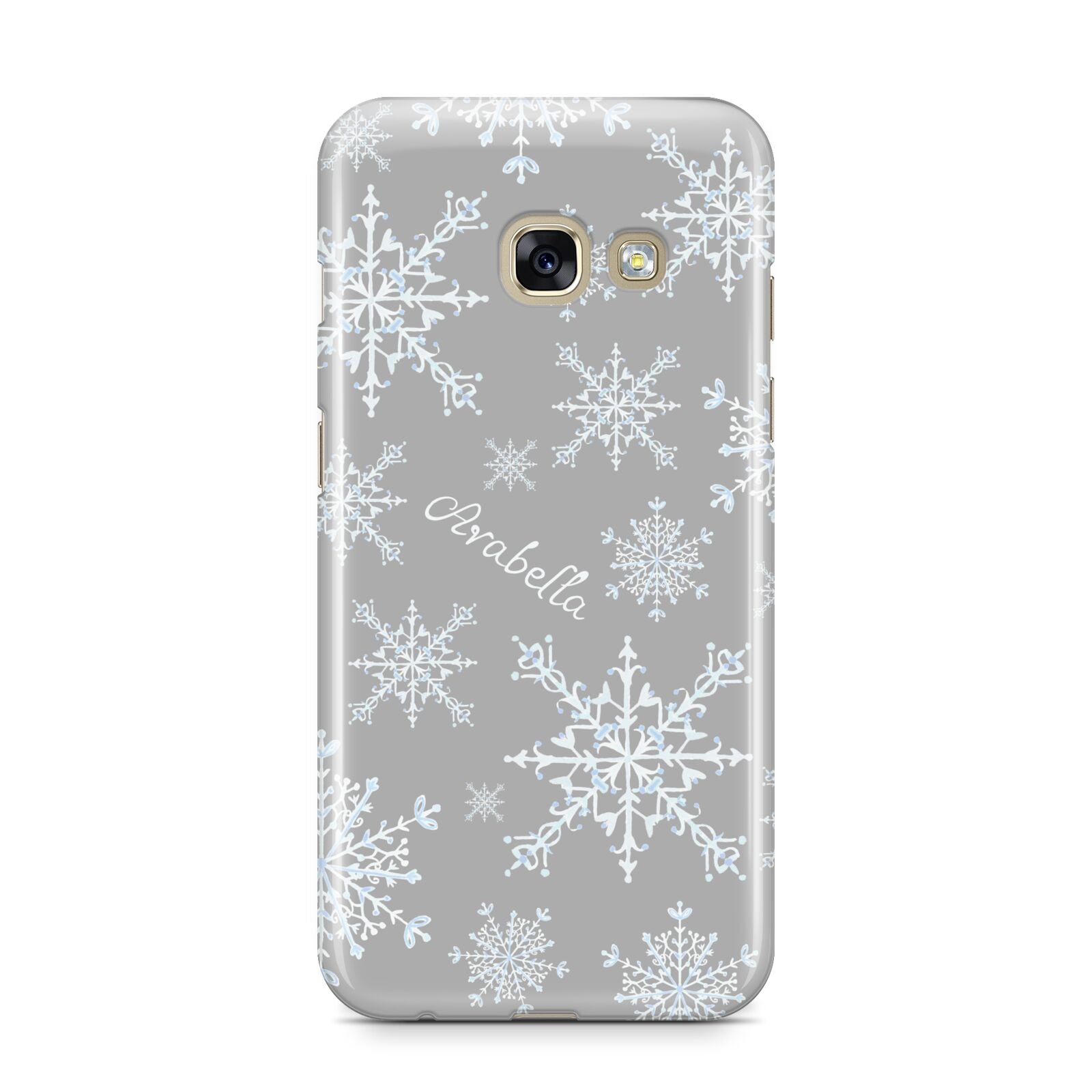 Personalised Snowflake Samsung Galaxy A3 2017 Case on gold phone