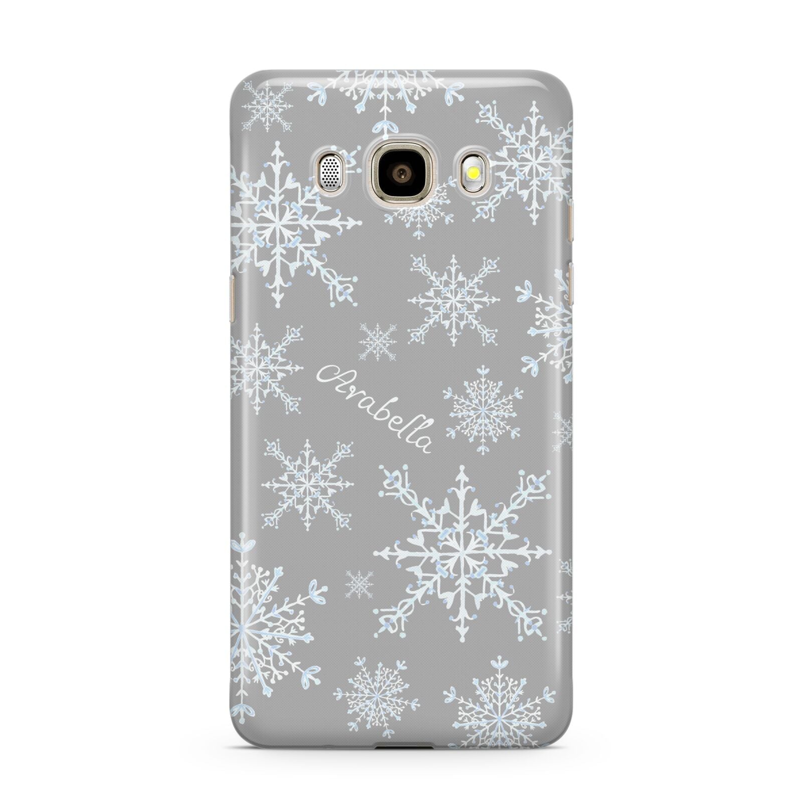 Personalised Snowflake Samsung Galaxy J7 2016 Case on gold phone