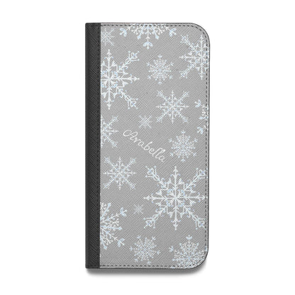 Personalised Snowflake Vegan Leather Flip iPhone Case