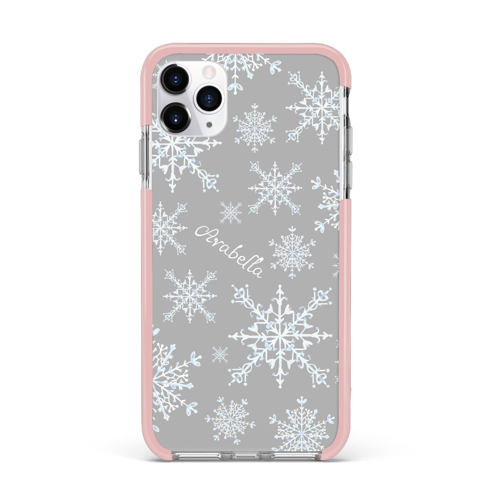 Personalised Snowflake iPhone 11 Pro Max Impact Pink Edge Case