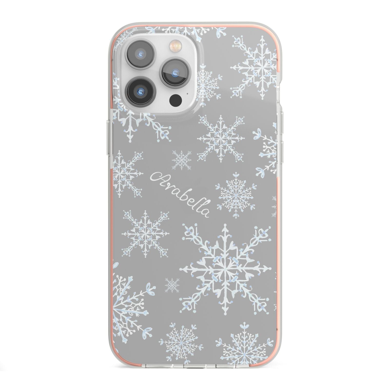 Personalised Snowflake iPhone 13 Pro Max TPU Impact Case with Pink Edges