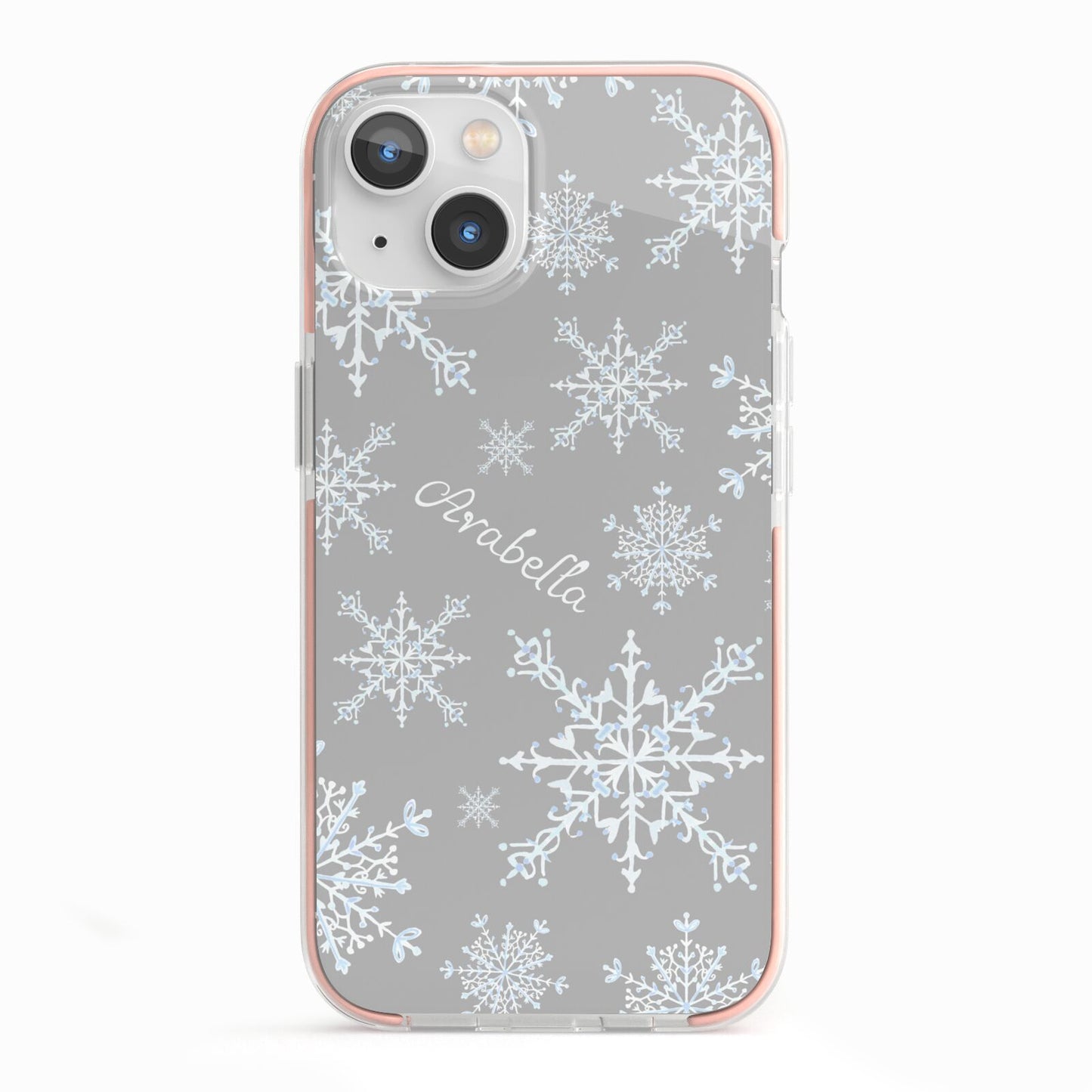 Personalised Snowflake iPhone 13 TPU Impact Case with Pink Edges