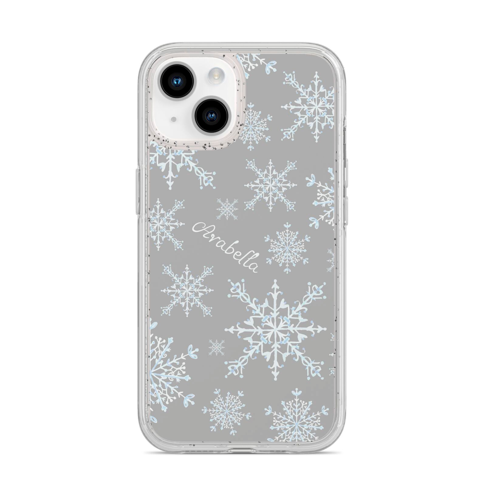 Personalised Snowflake iPhone 14 Glitter Tough Case Starlight