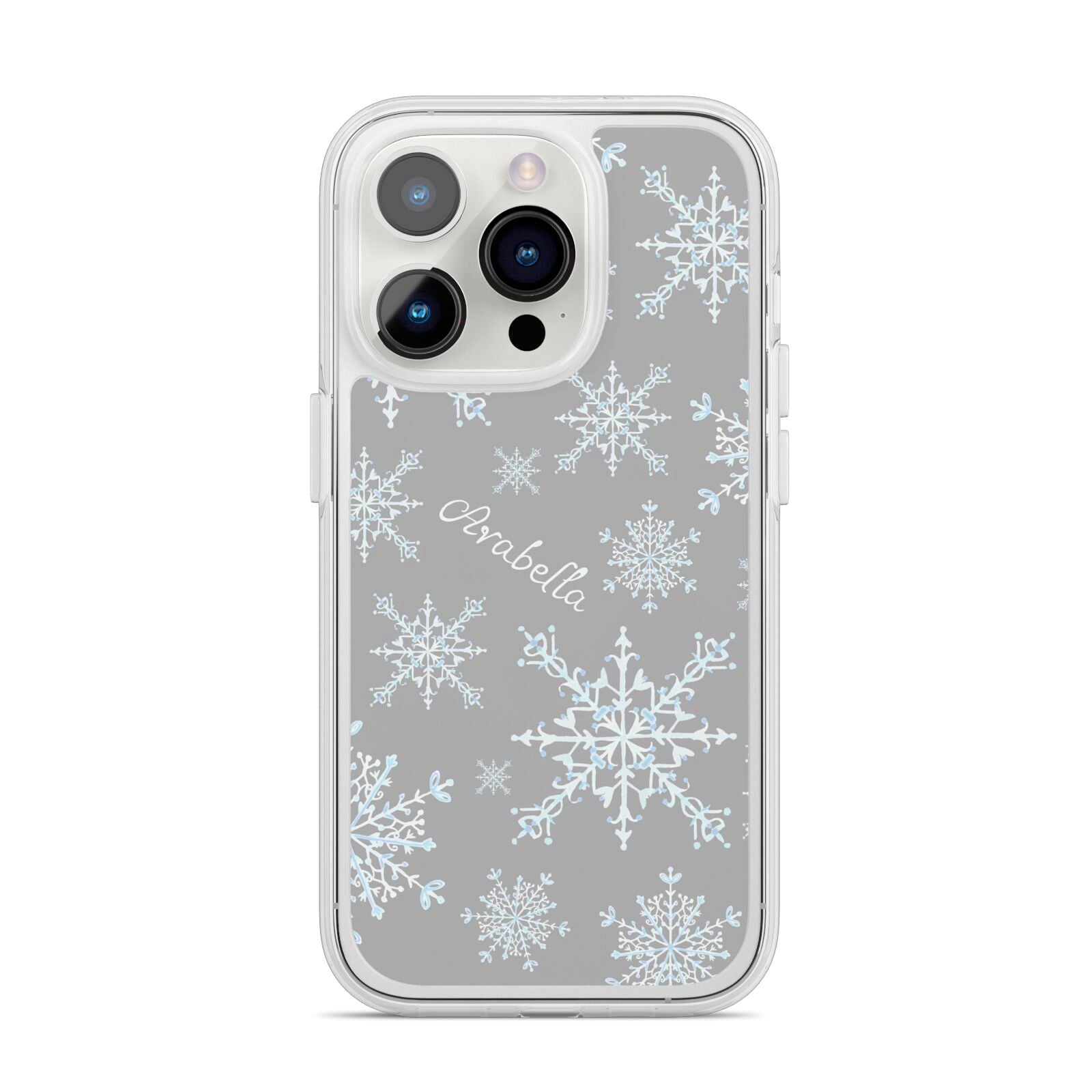 Personalised Snowflake iPhone 14 Pro Clear Tough Case Silver