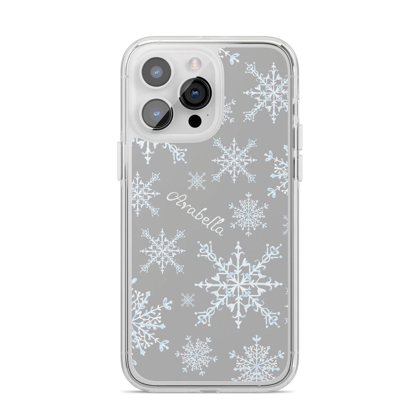 Personalised Snowflake iPhone 14 Pro Max Clear Tough Case Silver