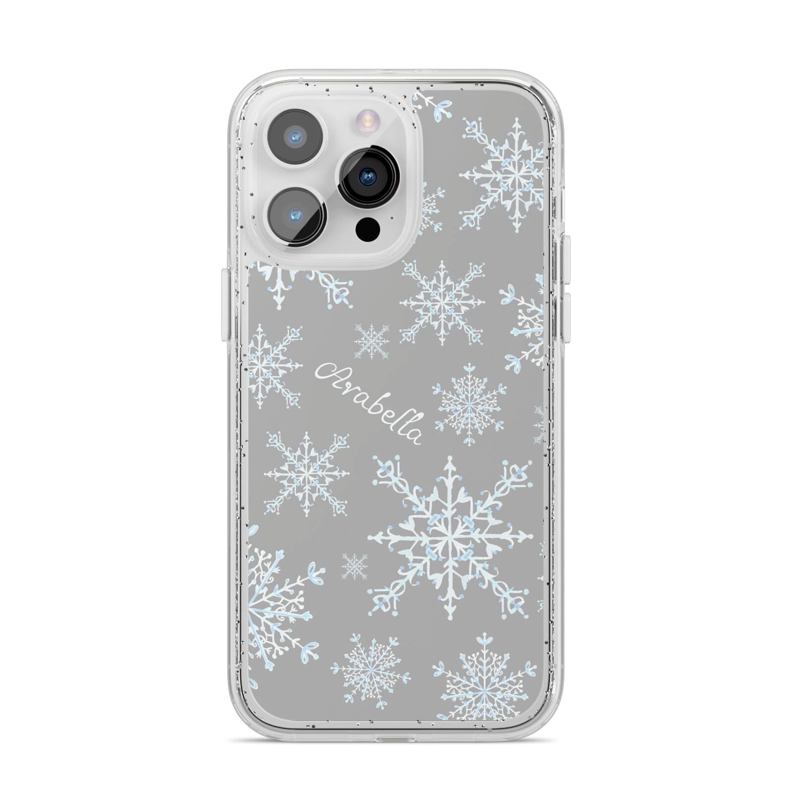 Personalised Snowflake iPhone 14 Pro Max Glitter Tough Case Silver