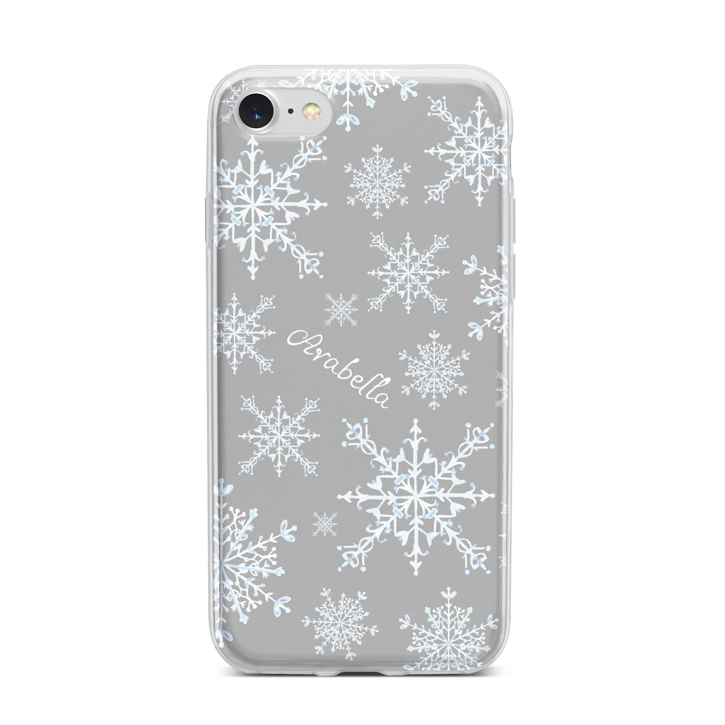 Personalised Snowflake iPhone 7 Bumper Case on Silver iPhone