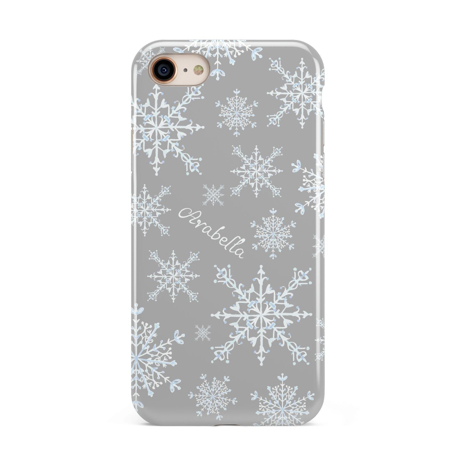 Personalised Snowflake iPhone 8 3D Tough Case on Gold Phone