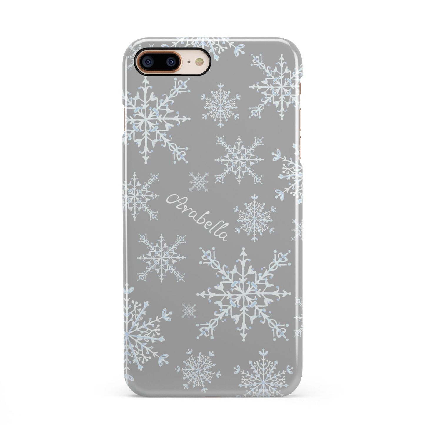 Personalised Snowflake iPhone 8 Plus 3D Snap Case on Gold Phone