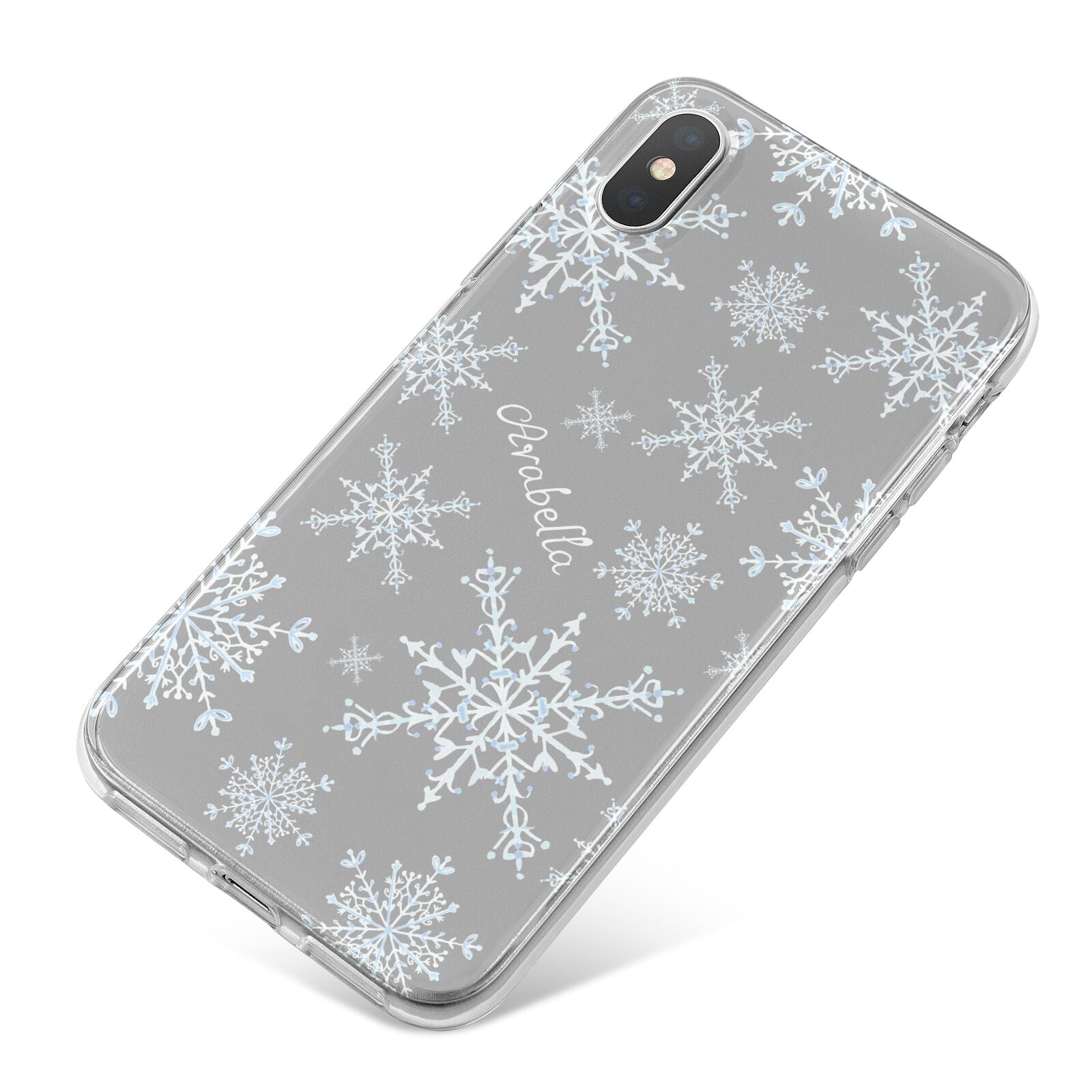 Personalised Snowflake iPhone X Bumper Case on Silver iPhone