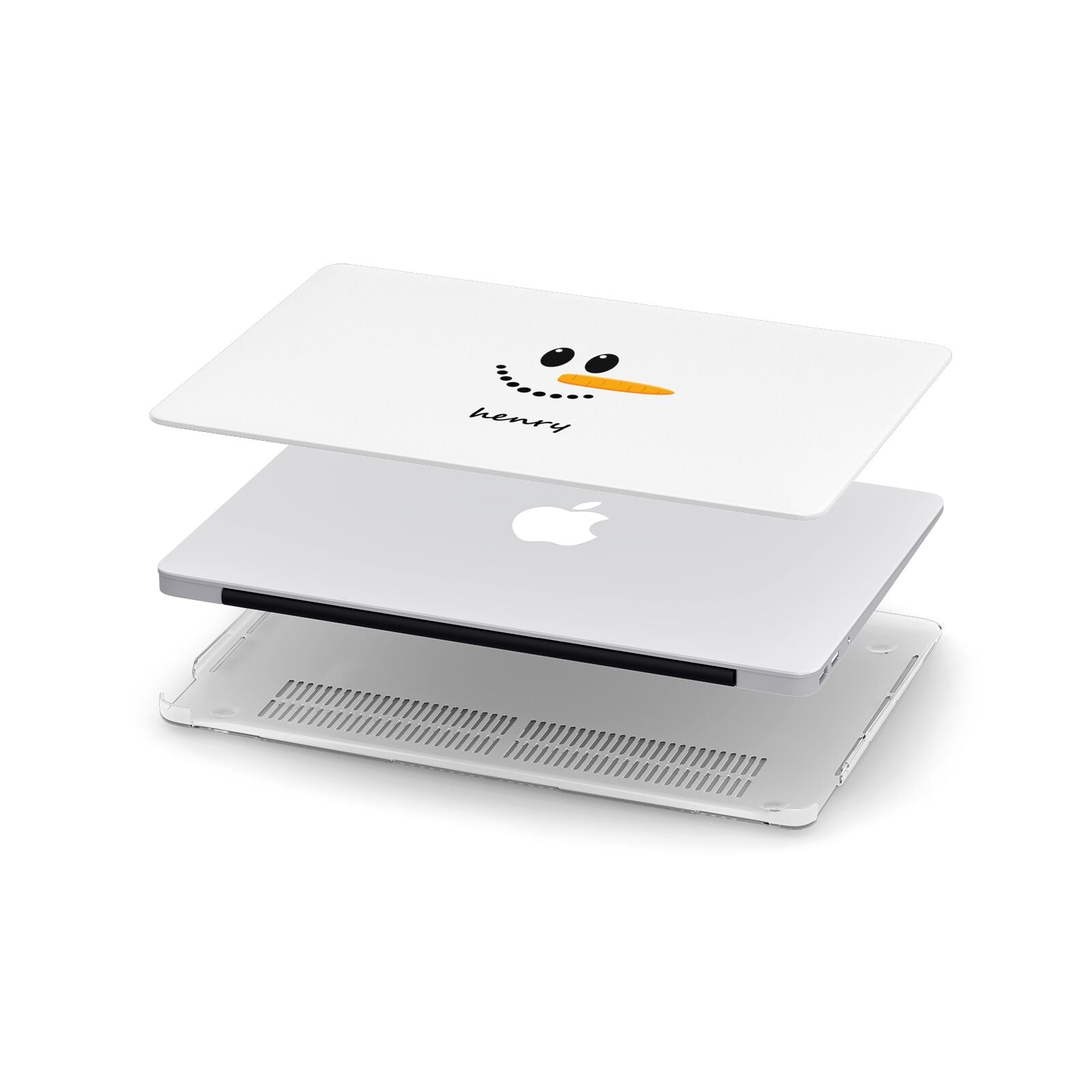 Personalised Snowman Apple MacBook Case in Detail