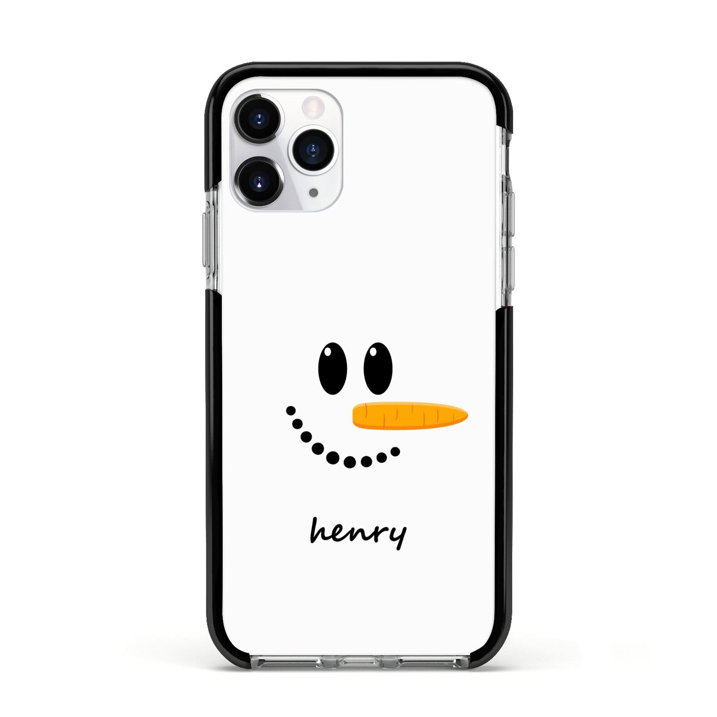 Personalised Snowman Apple iPhone 11 Pro in Silver with Black Impact Case