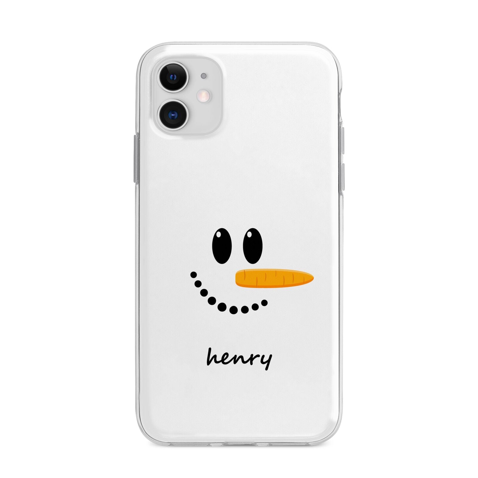 Personalised Snowman Apple iPhone 11 in White with Bumper Case