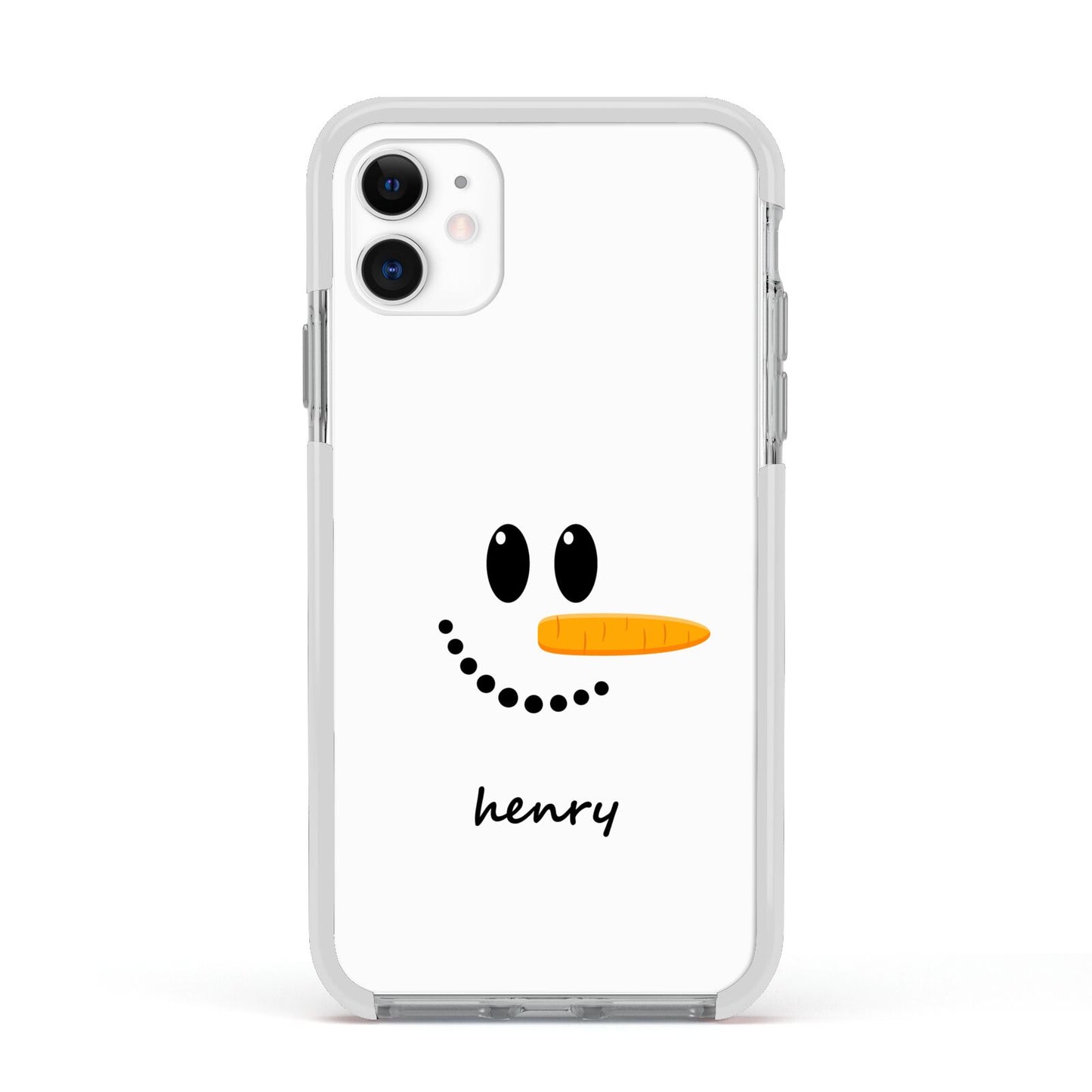 Personalised Snowman Apple iPhone 11 in White with White Impact Case