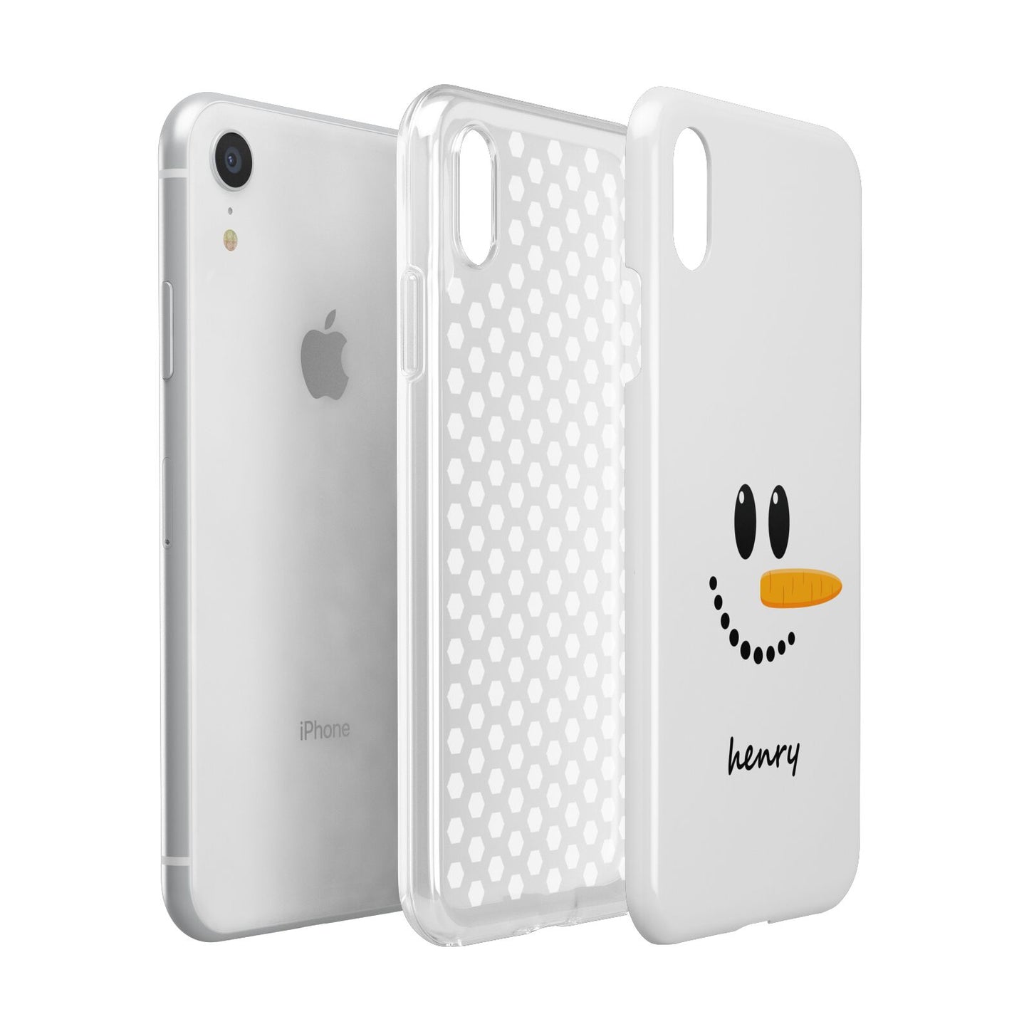 Personalised Snowman Apple iPhone XR White 3D Tough Case Expanded view