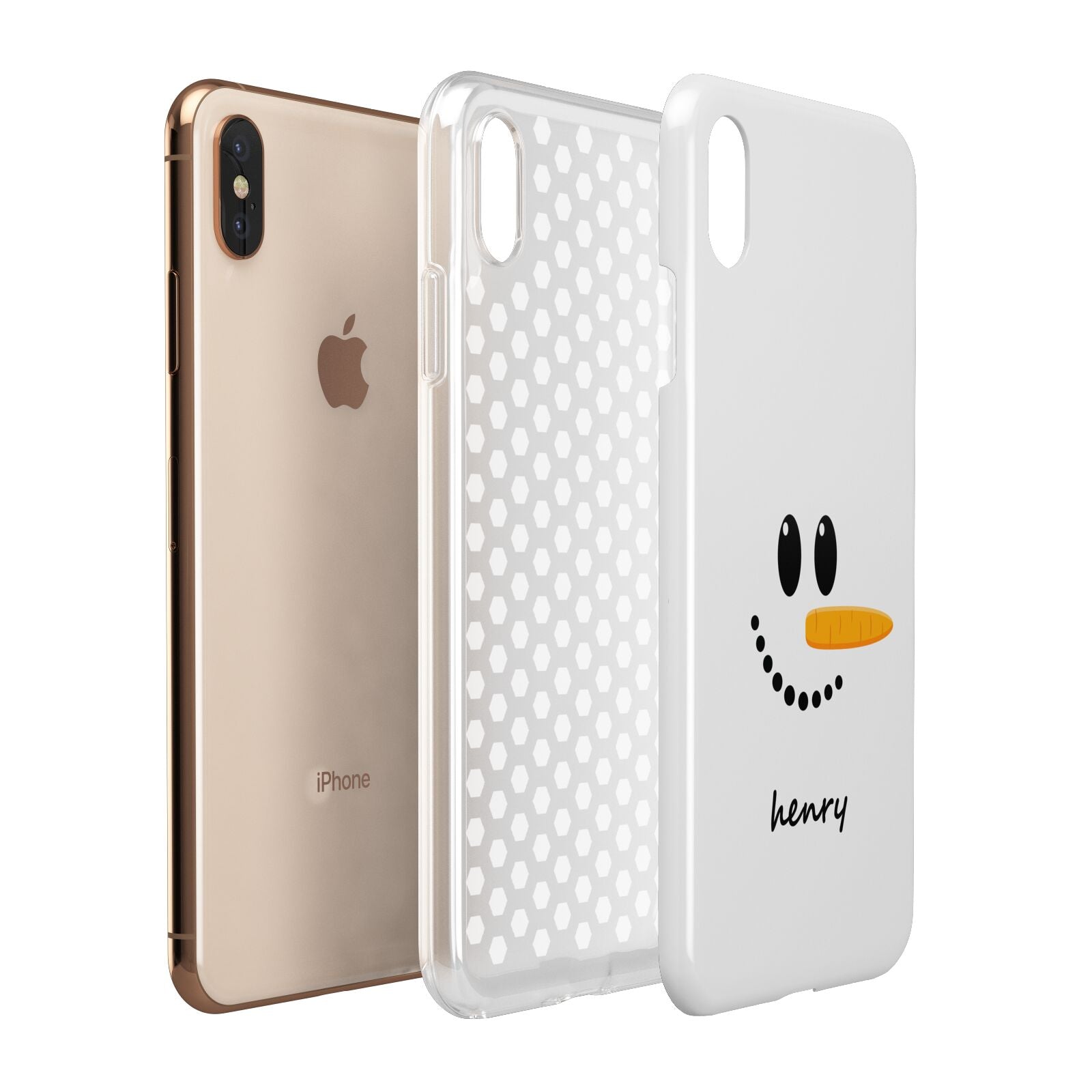 Personalised Snowman Apple iPhone Xs Max 3D Tough Case Expanded View