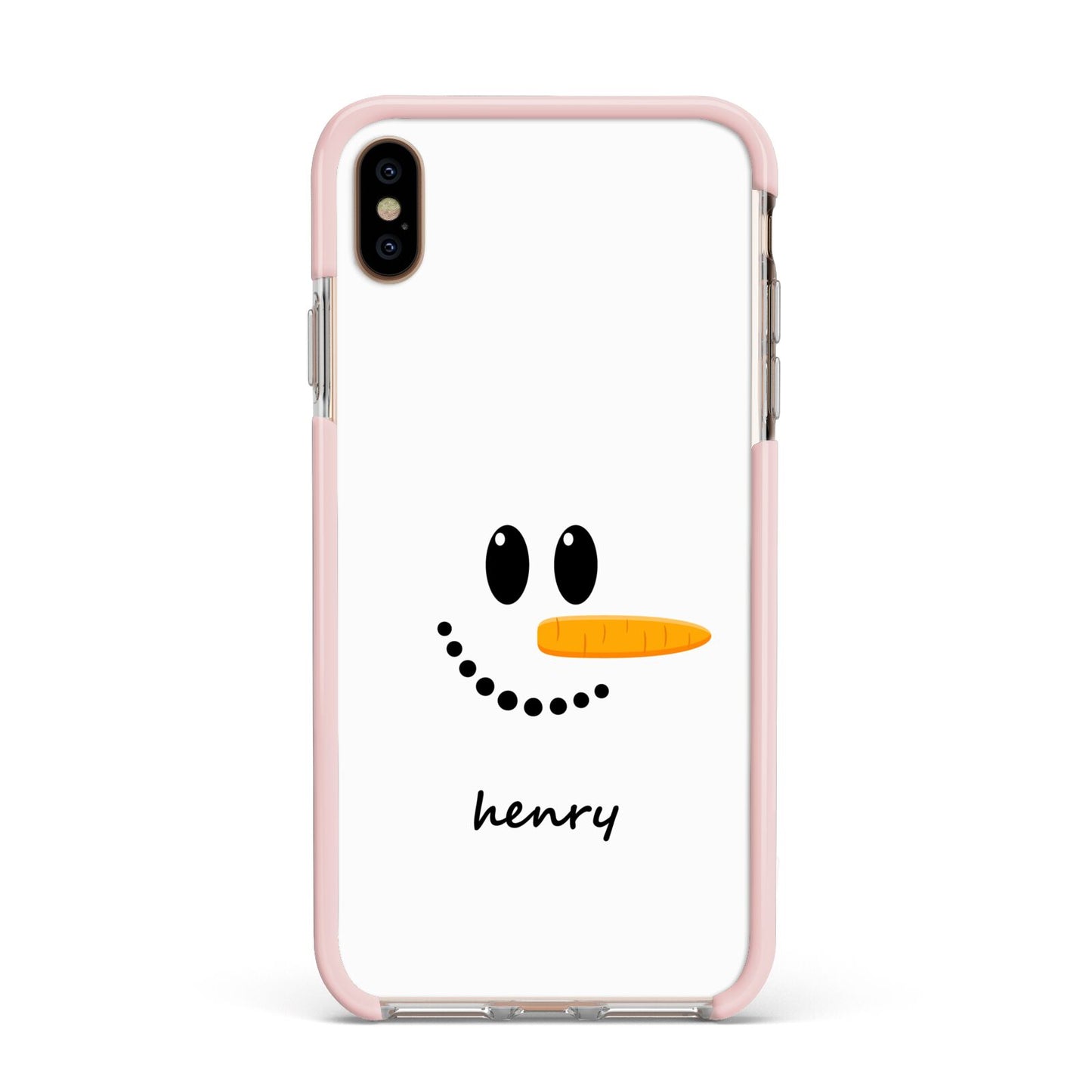 Personalised Snowman Apple iPhone Xs Max Impact Case Pink Edge on Gold Phone