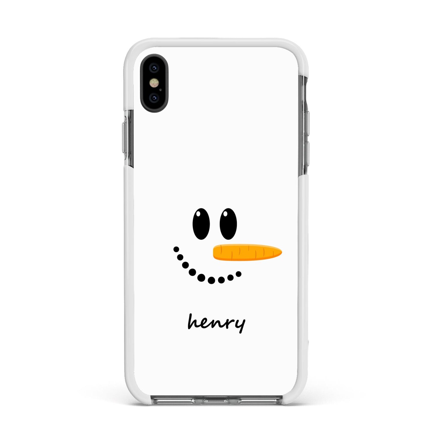 Personalised Snowman Apple iPhone Xs Max Impact Case White Edge on Black Phone