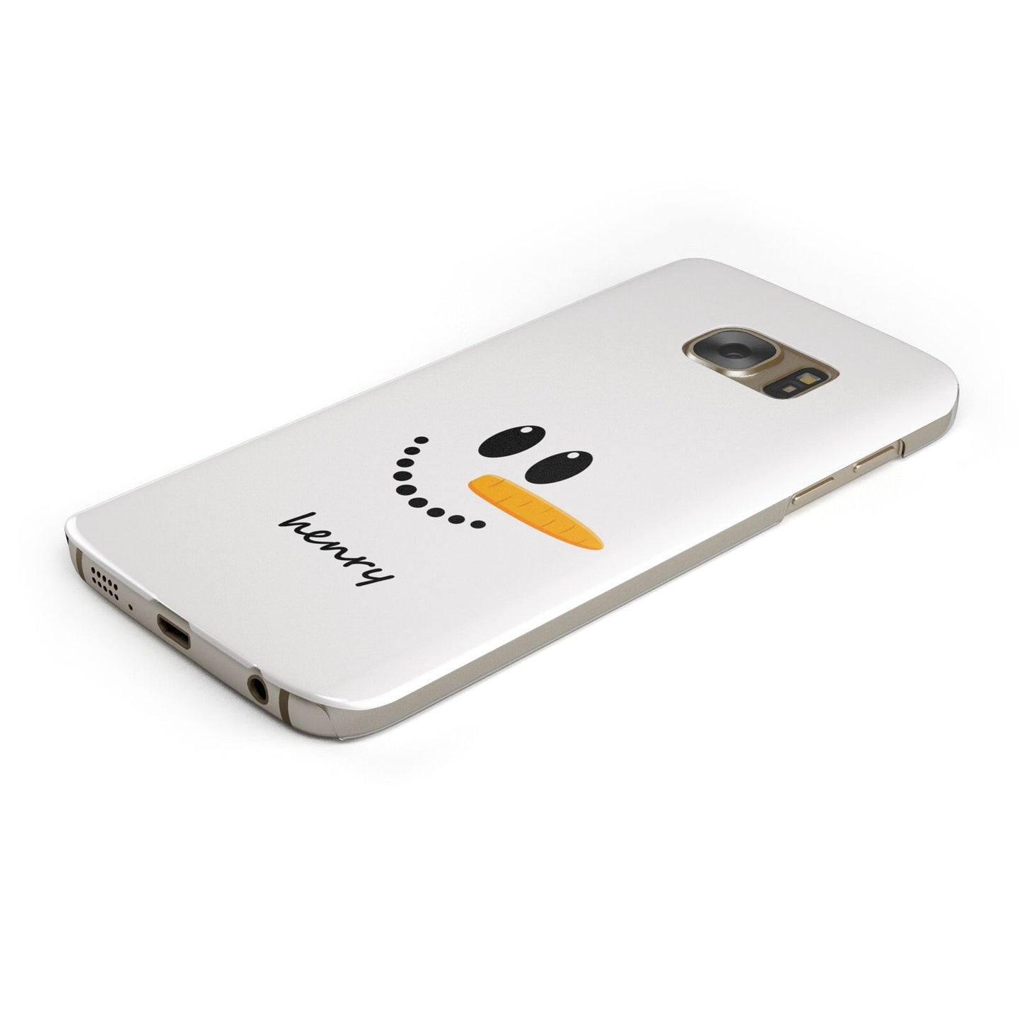 Personalised Snowman Protective Samsung Galaxy Case Angled Image