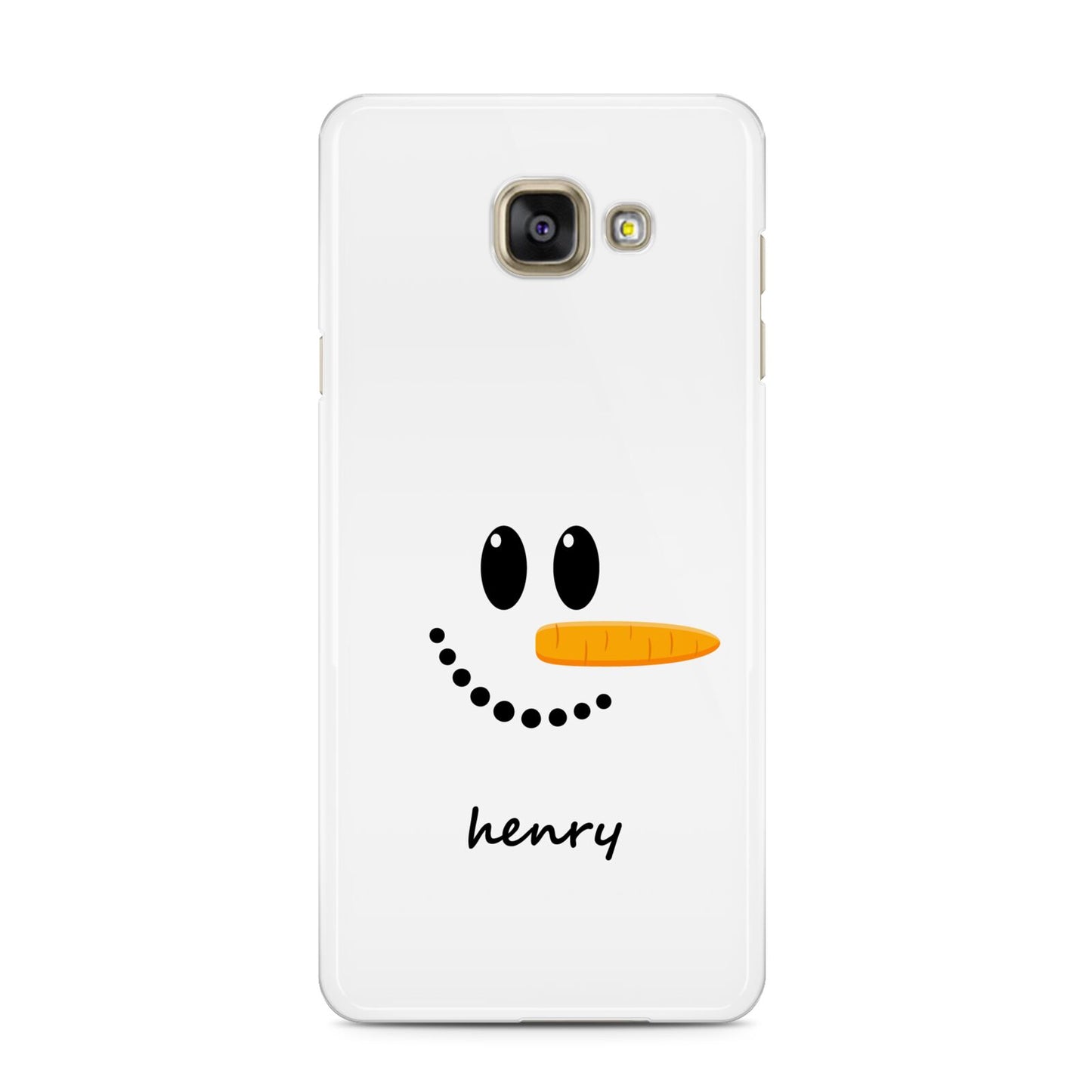 Personalised Snowman Samsung Galaxy A3 2016 Case on gold phone