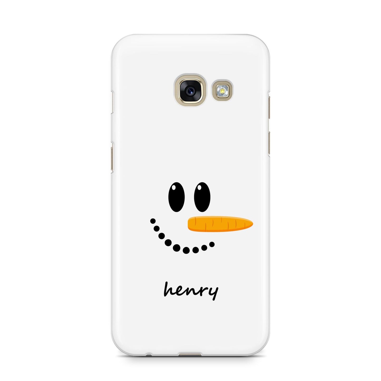 Personalised Snowman Samsung Galaxy A3 2017 Case on gold phone