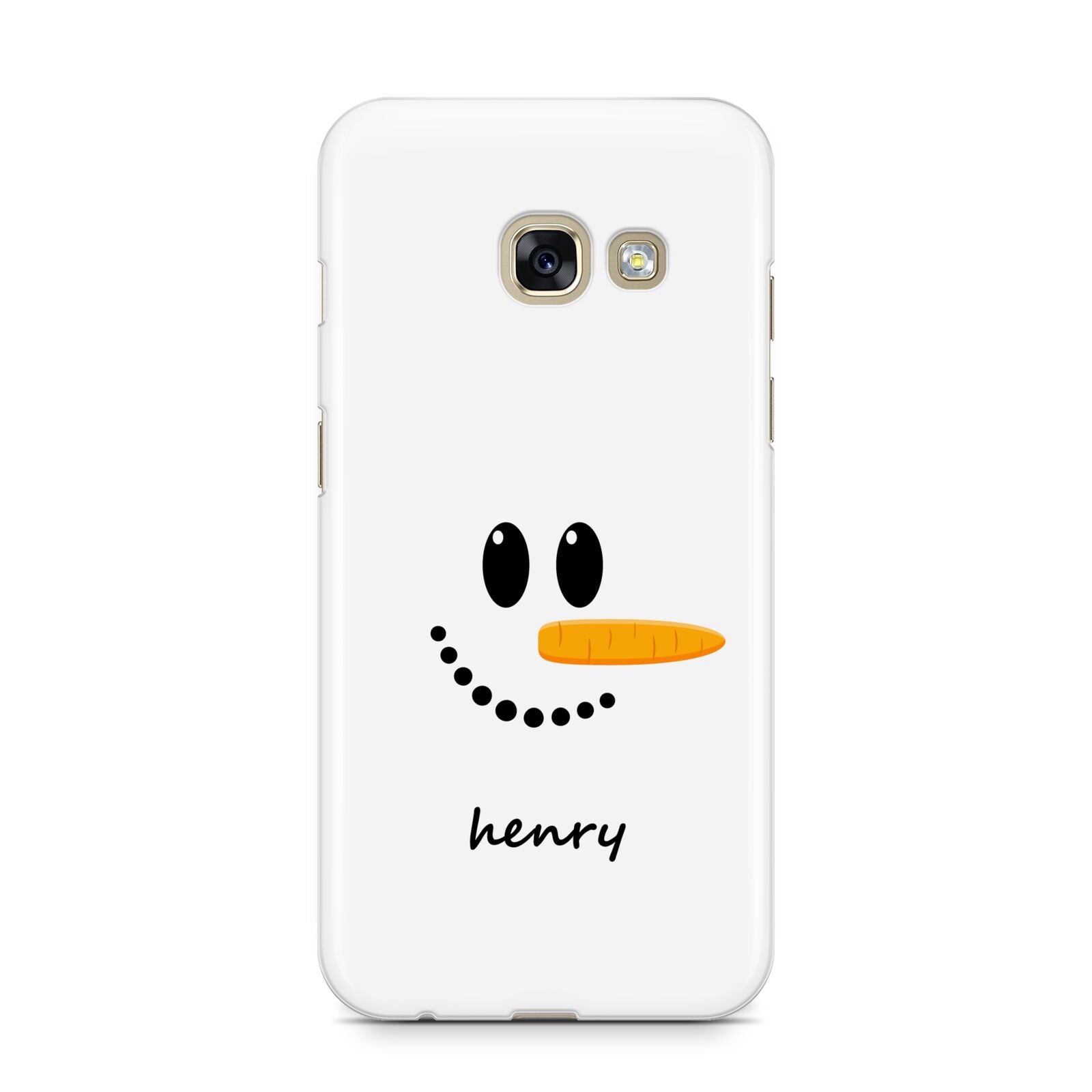 Personalised Snowman Samsung Galaxy A3 2017 Case on gold phone