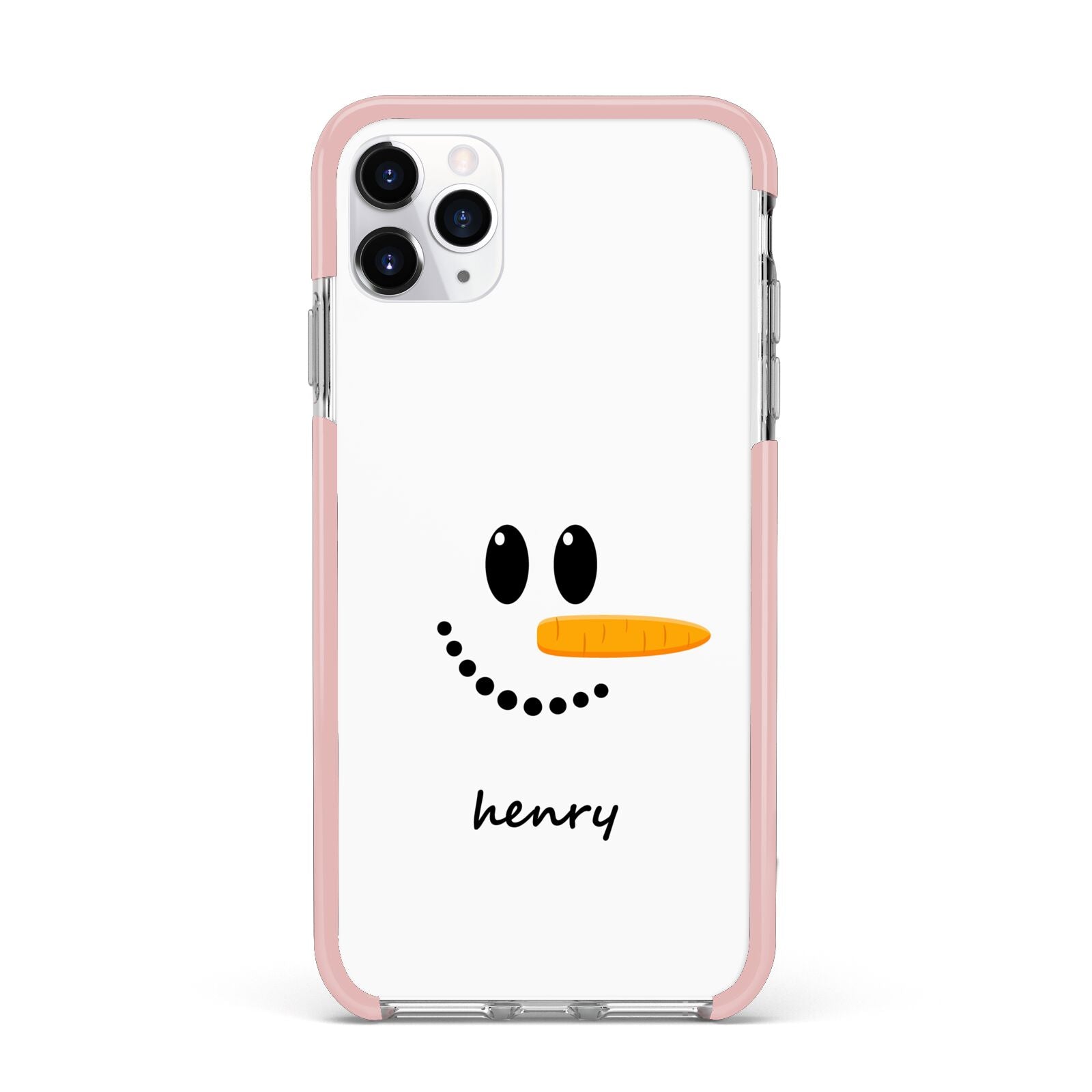 Personalised Snowman iPhone 11 Pro Max Impact Pink Edge Case