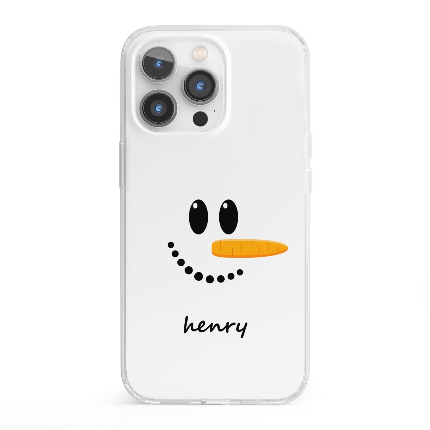 Personalised Snowman iPhone 13 Pro Clear Bumper Case