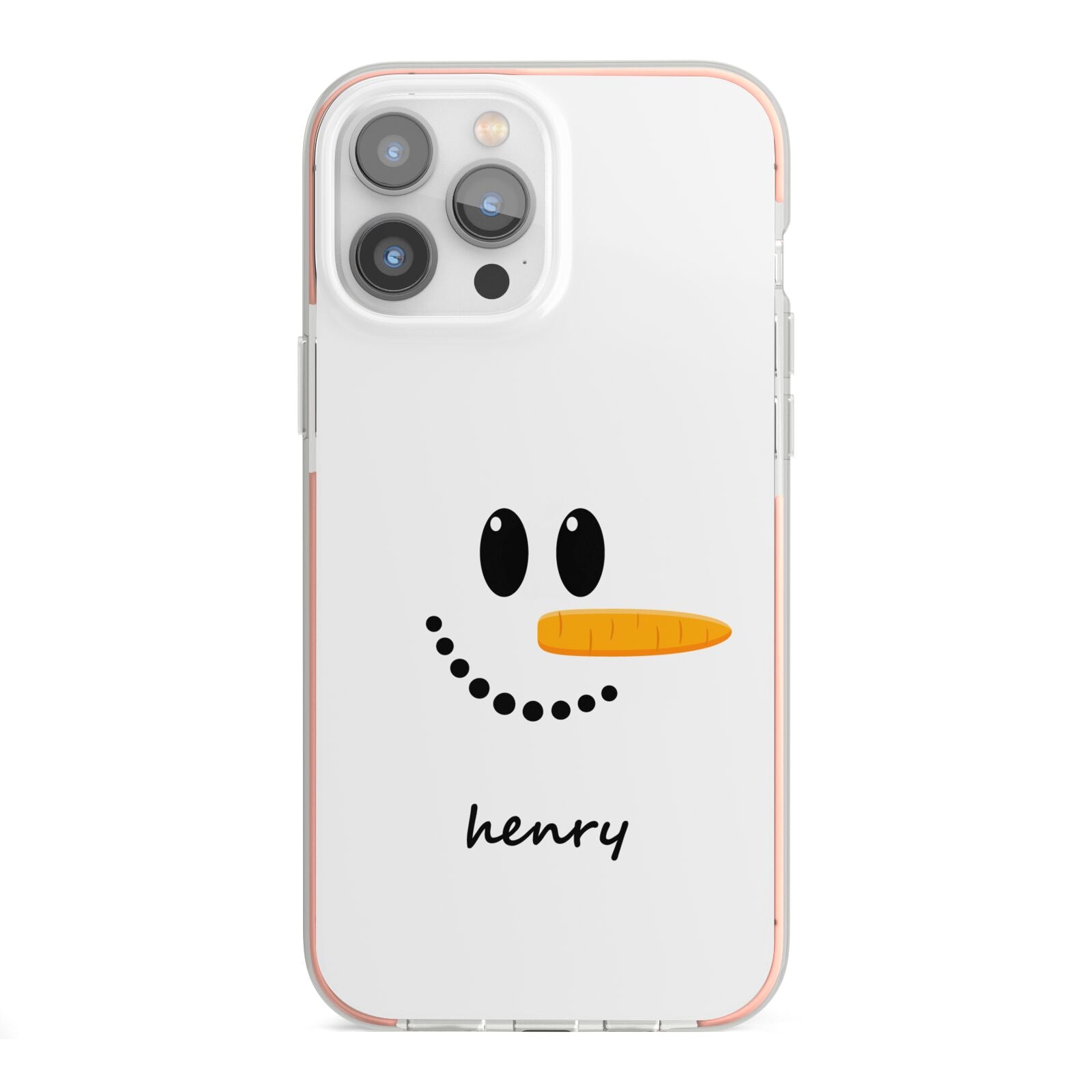 Personalised Snowman iPhone 13 Pro Max TPU Impact Case with Pink Edges