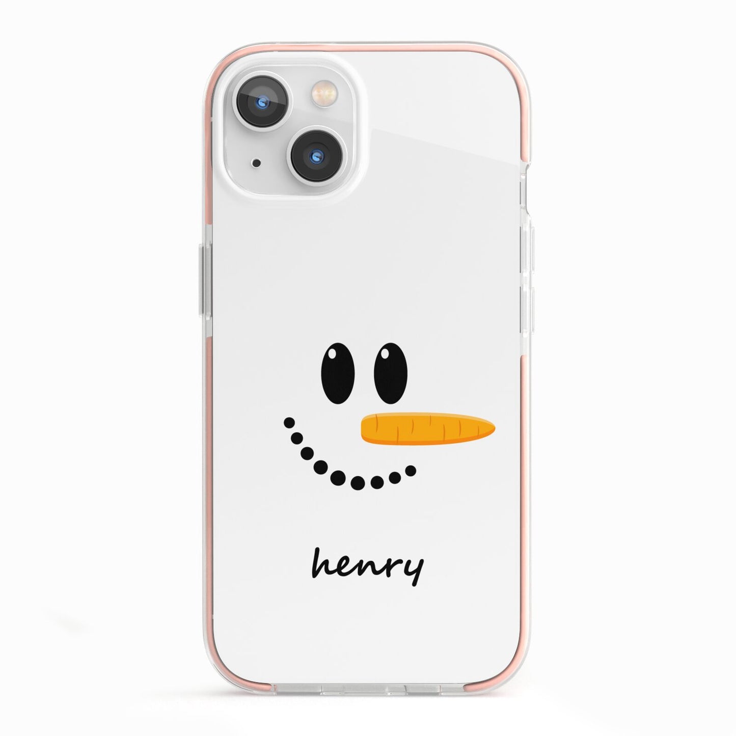 Personalised Snowman iPhone 13 TPU Impact Case with Pink Edges