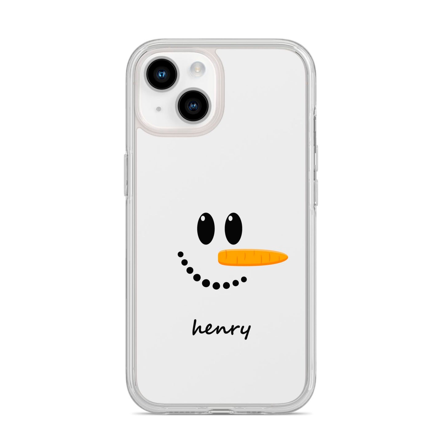 Personalised Snowman iPhone 14 Clear Tough Case Starlight