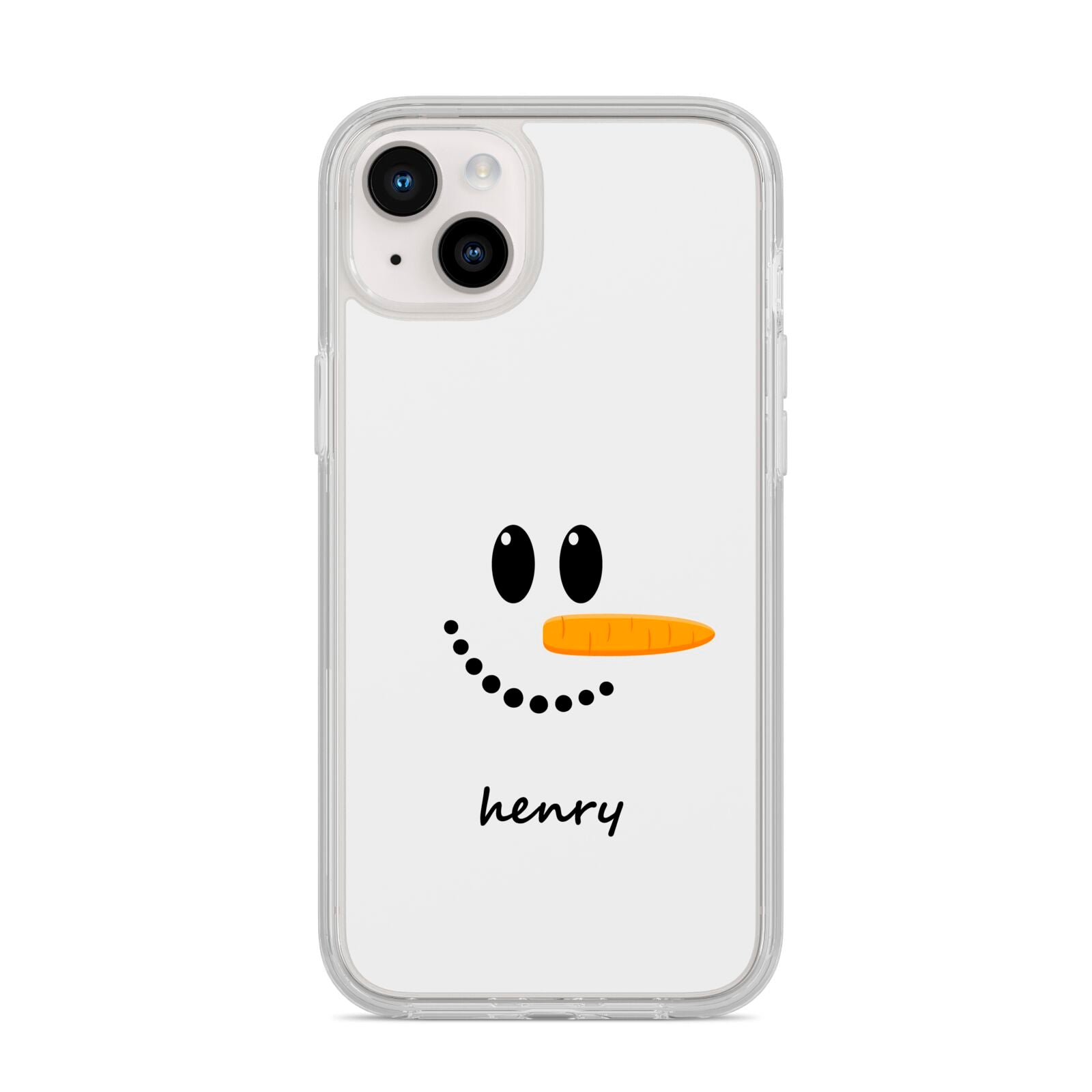 Personalised Snowman iPhone 14 Plus Clear Tough Case Starlight