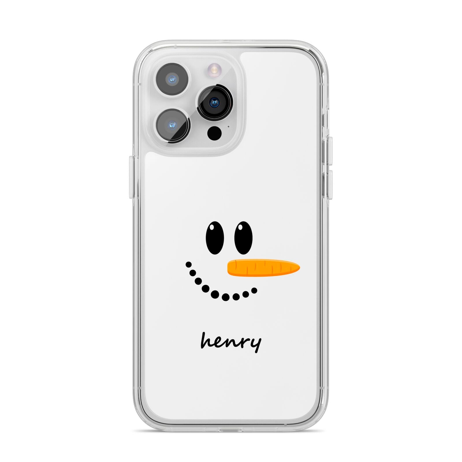 Personalised Snowman iPhone 14 Pro Max Clear Tough Case Silver