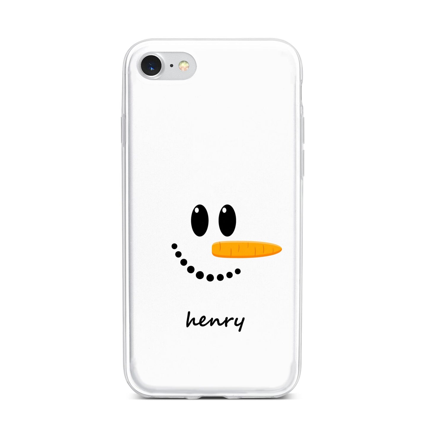 Personalised Snowman iPhone 7 Bumper Case on Silver iPhone