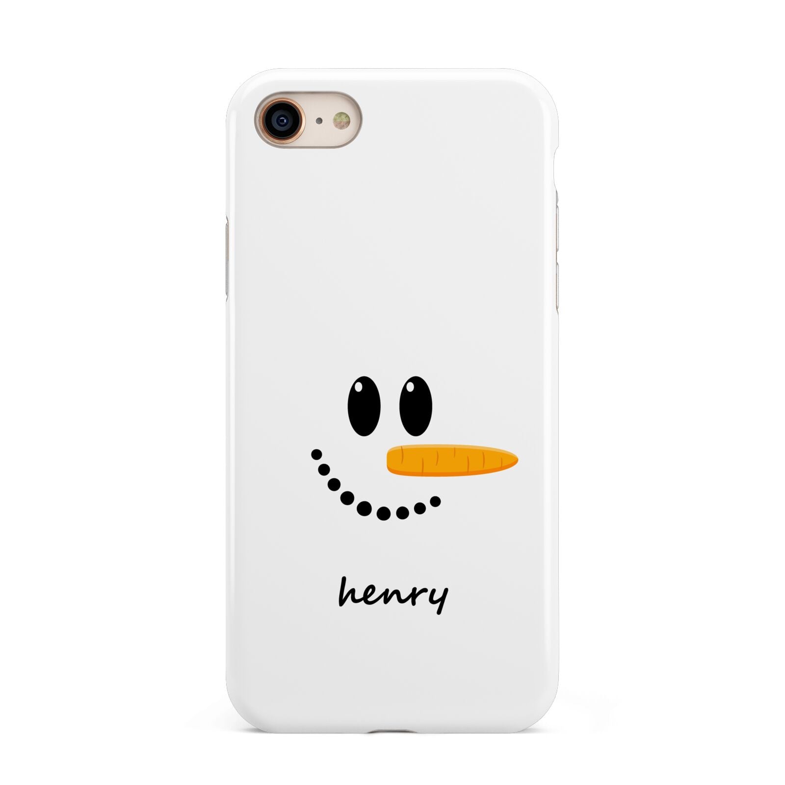 Personalised Snowman iPhone 8 3D Tough Case on Gold Phone