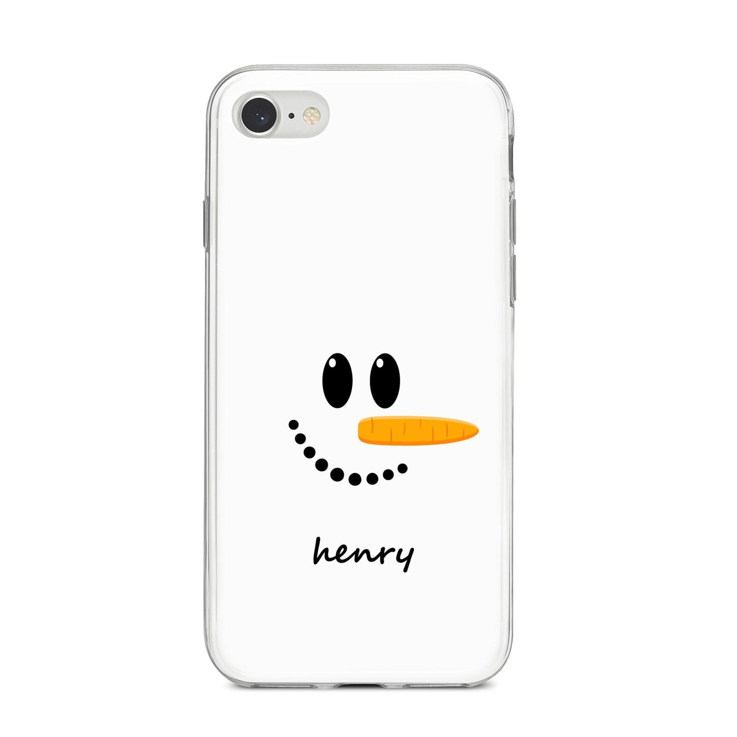 Personalised Snowman iPhone 8 Bumper Case on Silver iPhone