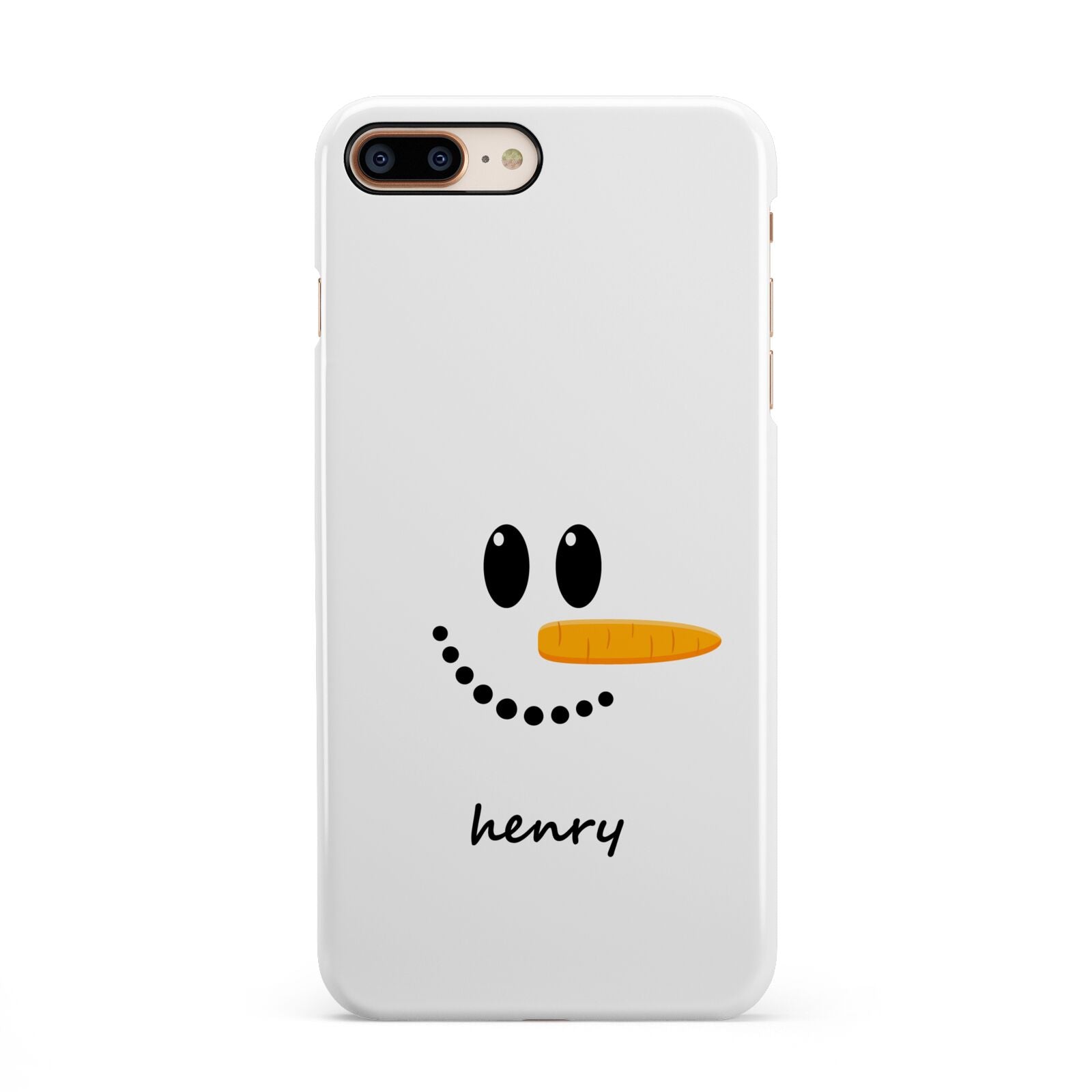 Personalised Snowman iPhone 8 Plus 3D Snap Case on Gold Phone