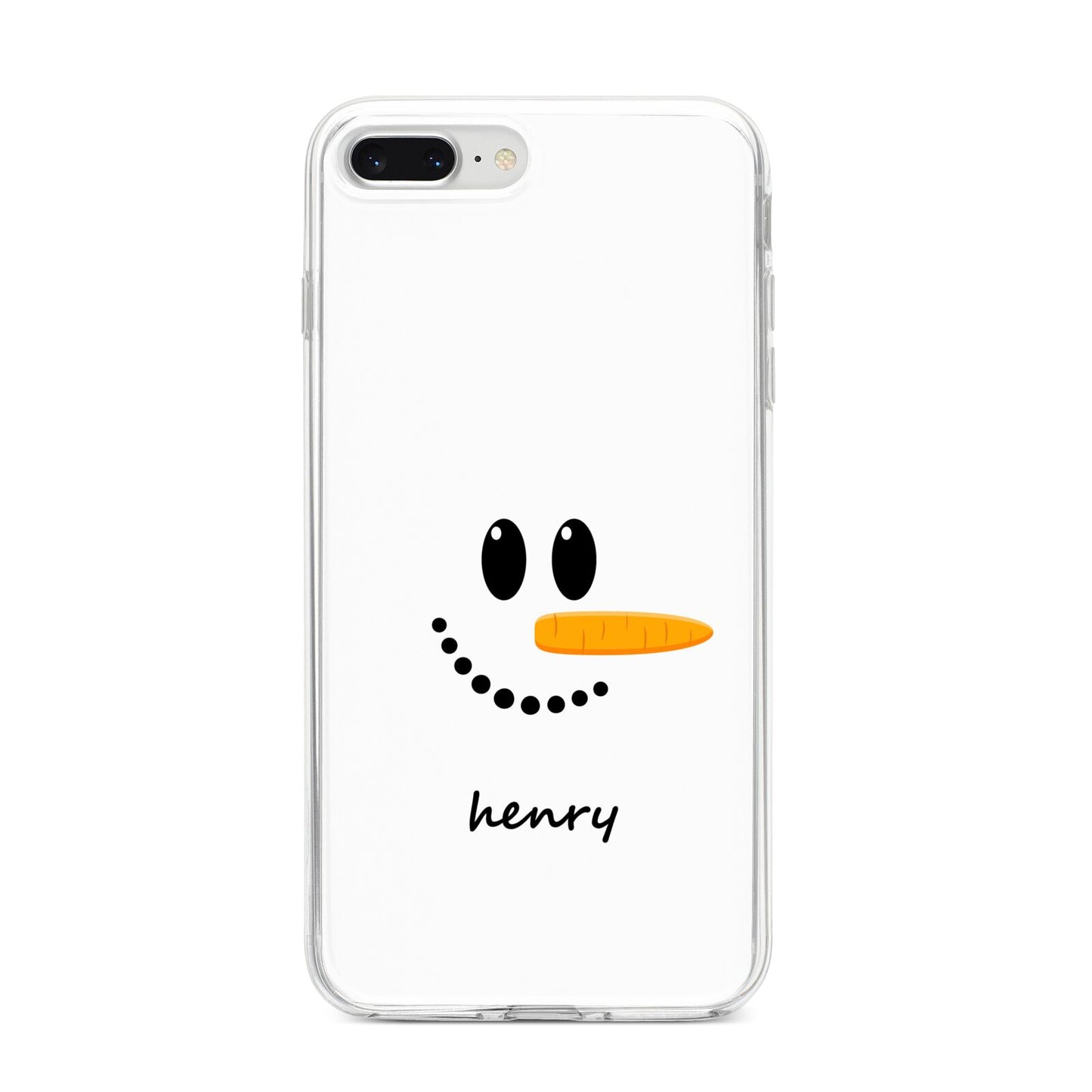 Personalised Snowman iPhone 8 Plus Bumper Case on Silver iPhone