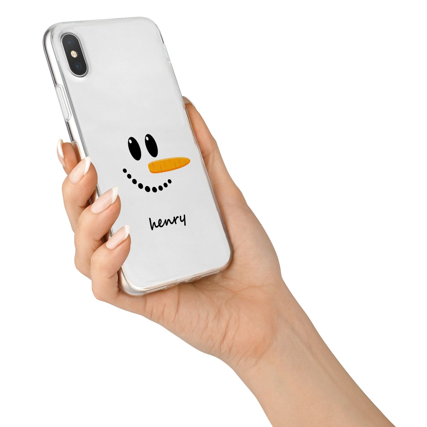 Personalised Snowman iPhone X Bumper Case on Silver iPhone Alternative Image 2