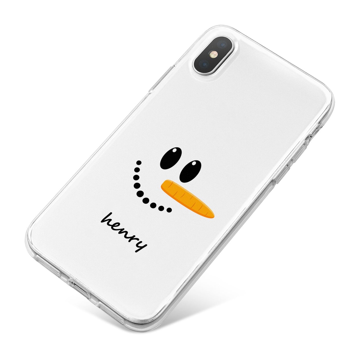 Personalised Snowman iPhone X Bumper Case on Silver iPhone