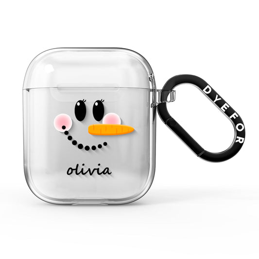 Personalised Snowwoman AirPods Clear Case