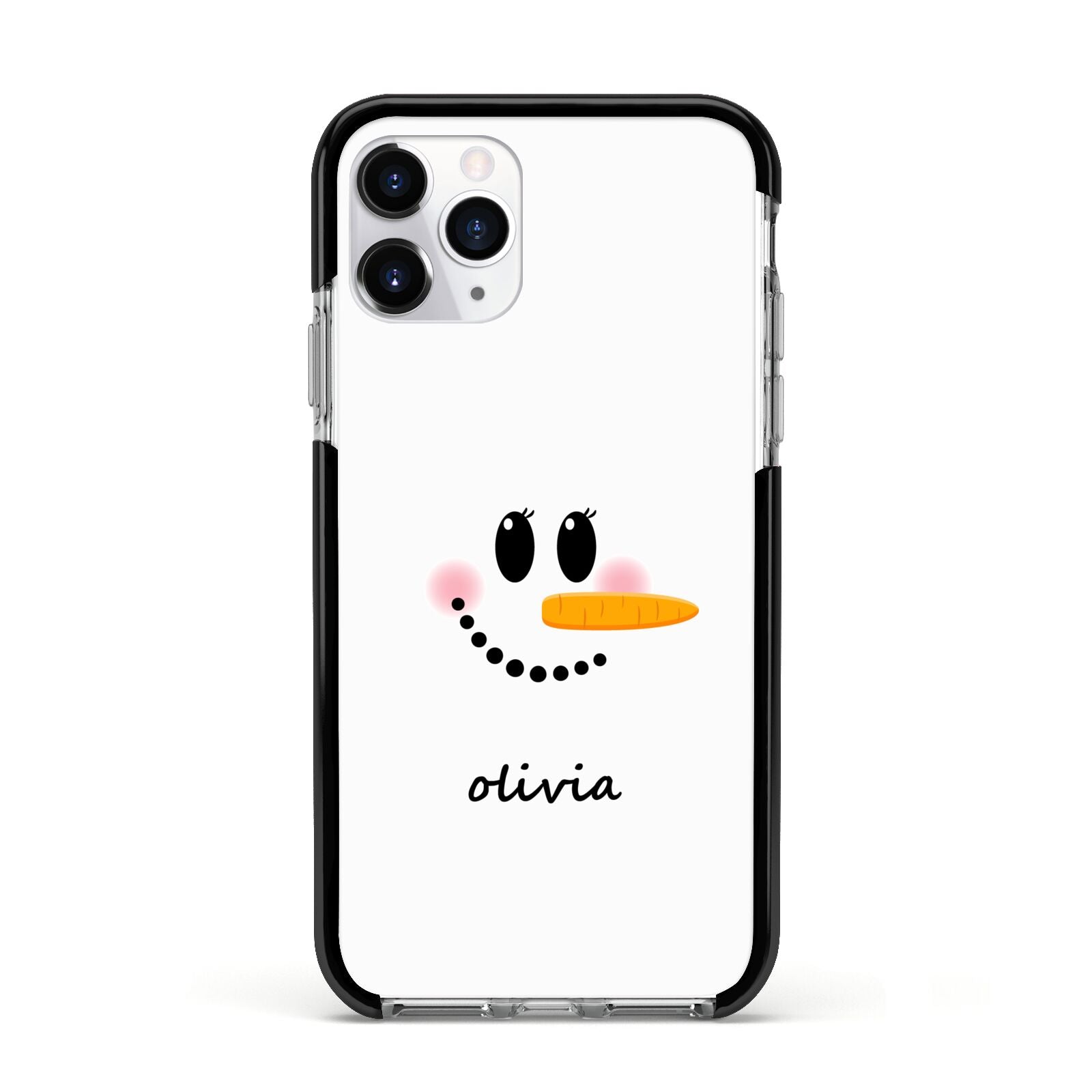 Personalised Snowwoman Apple iPhone 11 Pro in Silver with Black Impact Case