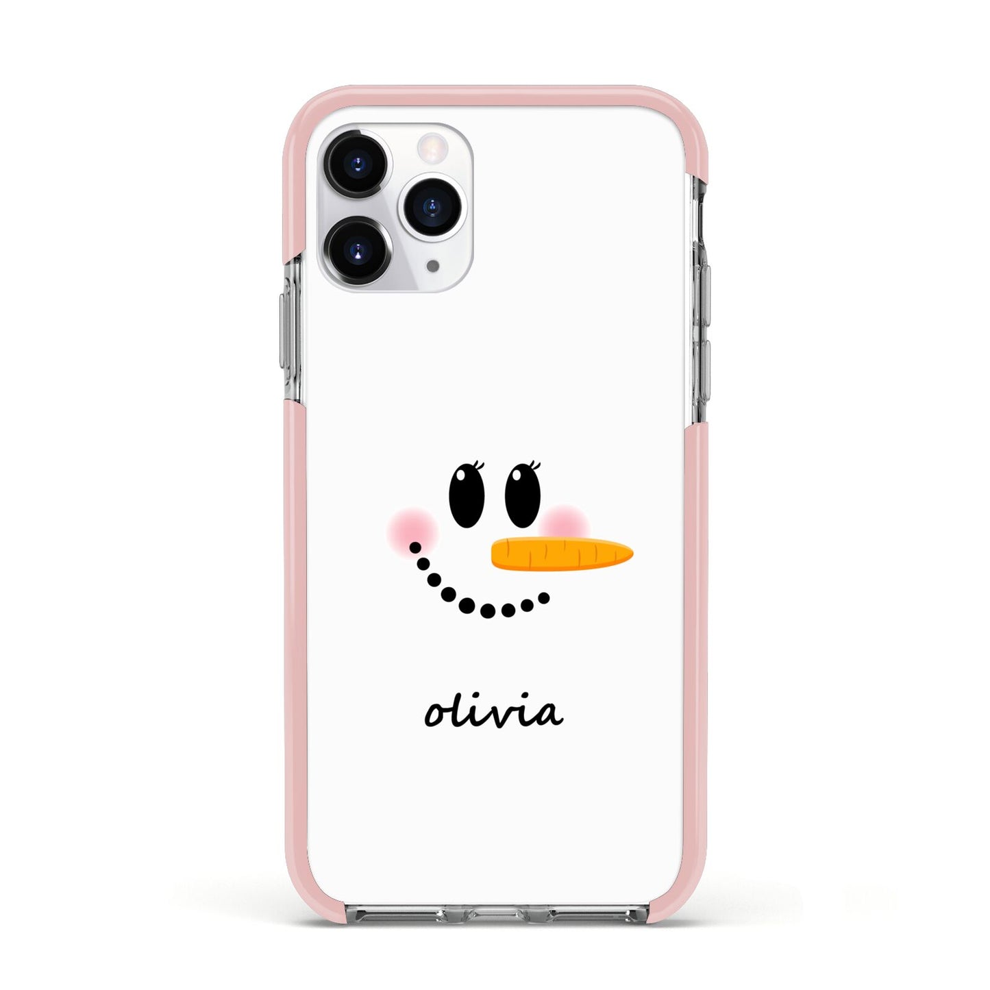 Personalised Snowwoman Apple iPhone 11 Pro in Silver with Pink Impact Case