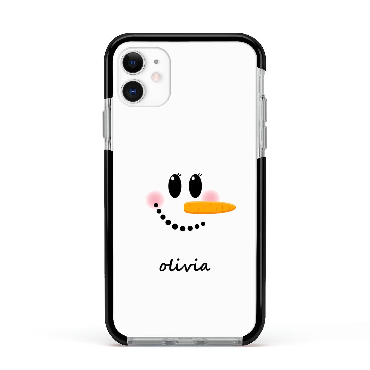 Personalised Snowwoman Apple iPhone 11 in White with Black Impact Case